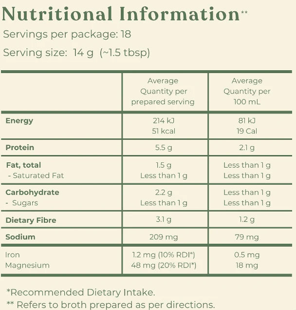 Hemp Foods Australia - Immune Support Vegetable Broth - 252g - 18 serves