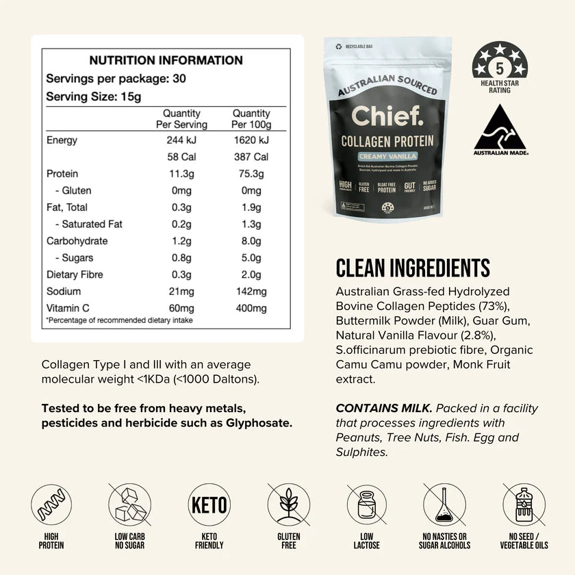 Chief Grass-fed Collagen Protein Powder - 30 serves