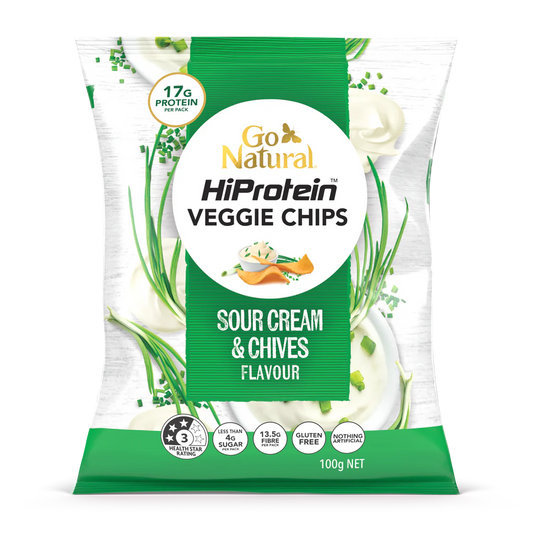 Go Natural | HiProtein Veggie Chips | Sour Cream & Chives | 100g