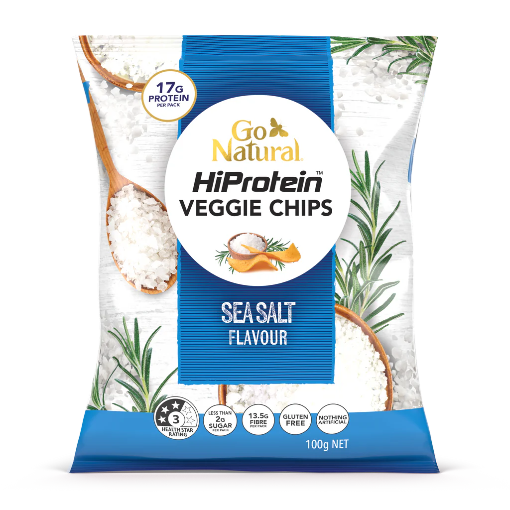 Go Natural | HiProtein Veggie Chips | Sea Salt | 100g