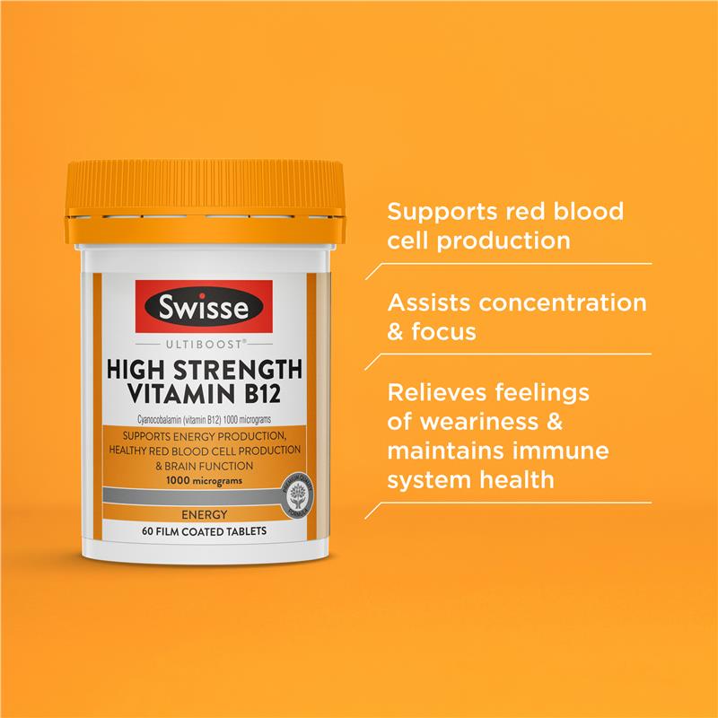 SWISSE | High Strength Vitamin B12 | 60 Tabs