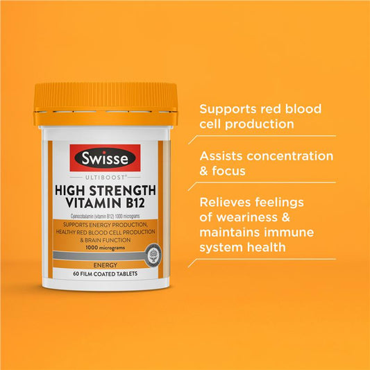 SWISSE | High Strength Vitamin B12 | 60 Tabs