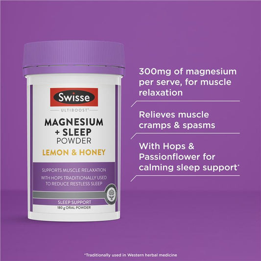 SWISSE | Magnesium + Sleep Powder | Lemon & Honey Flavour