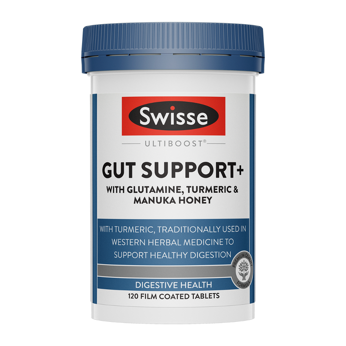 SWISSE | Gut Support | with Glutamine, Turmeric & Manuka Honey | 120 Tablets