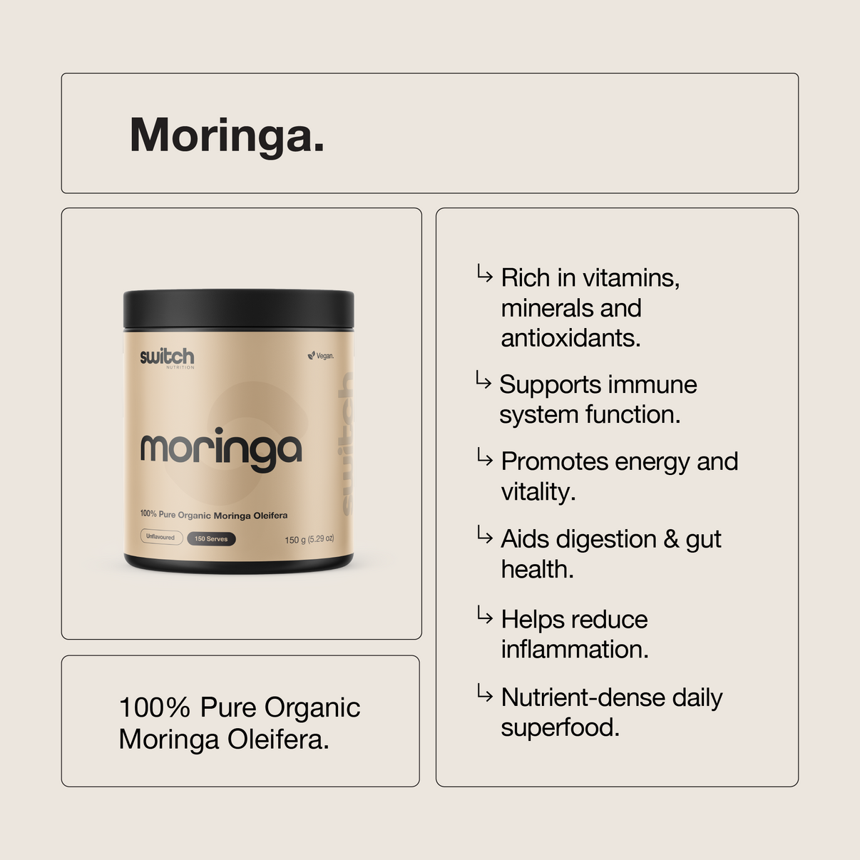 Switch - Moringa - Unflavoured - 150 serves