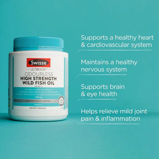 SWISSE | Odourless Wild Fish Oil | 400 soft capsules